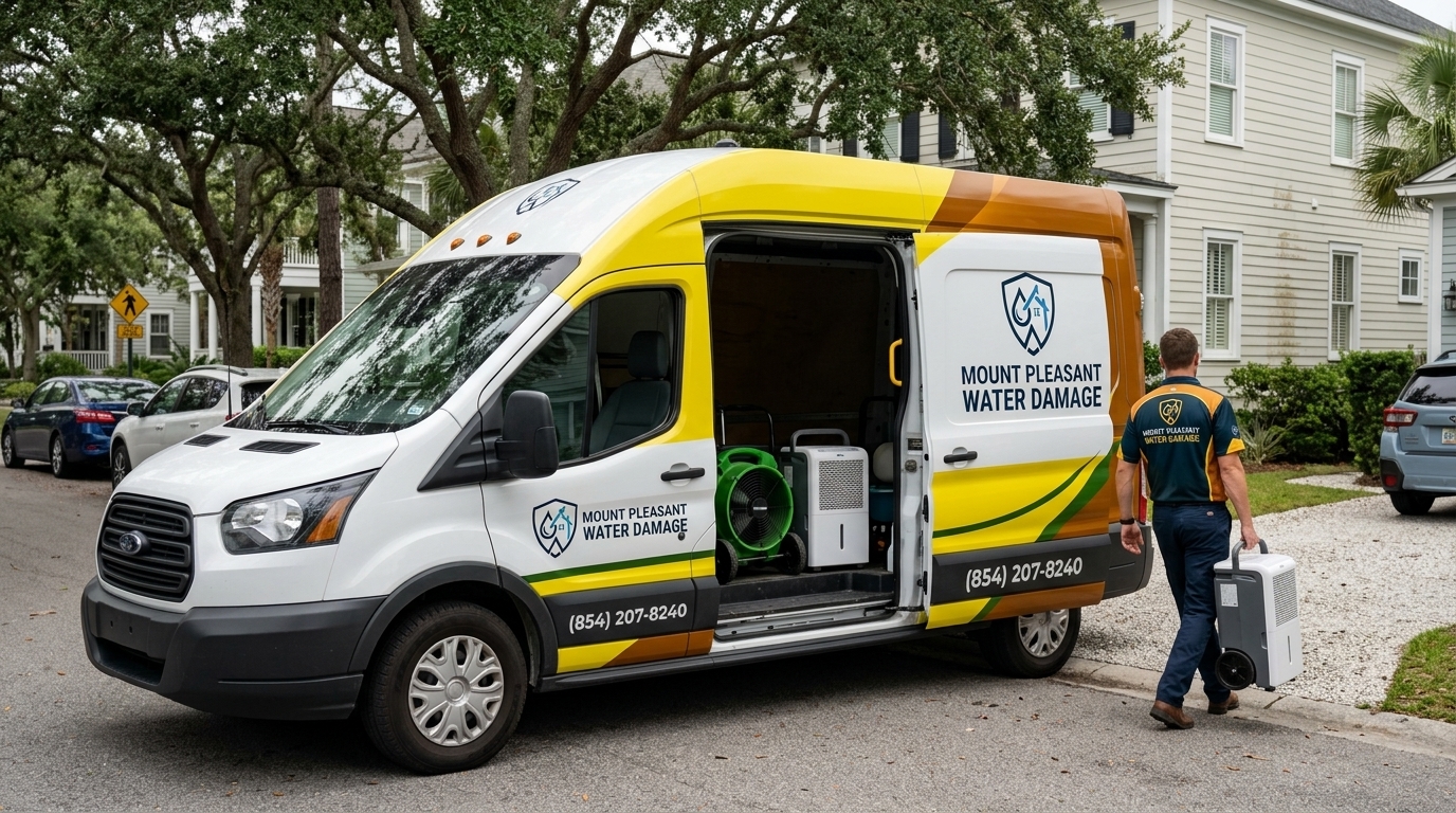 Mount Pleasant Water Damage van and drying equipment